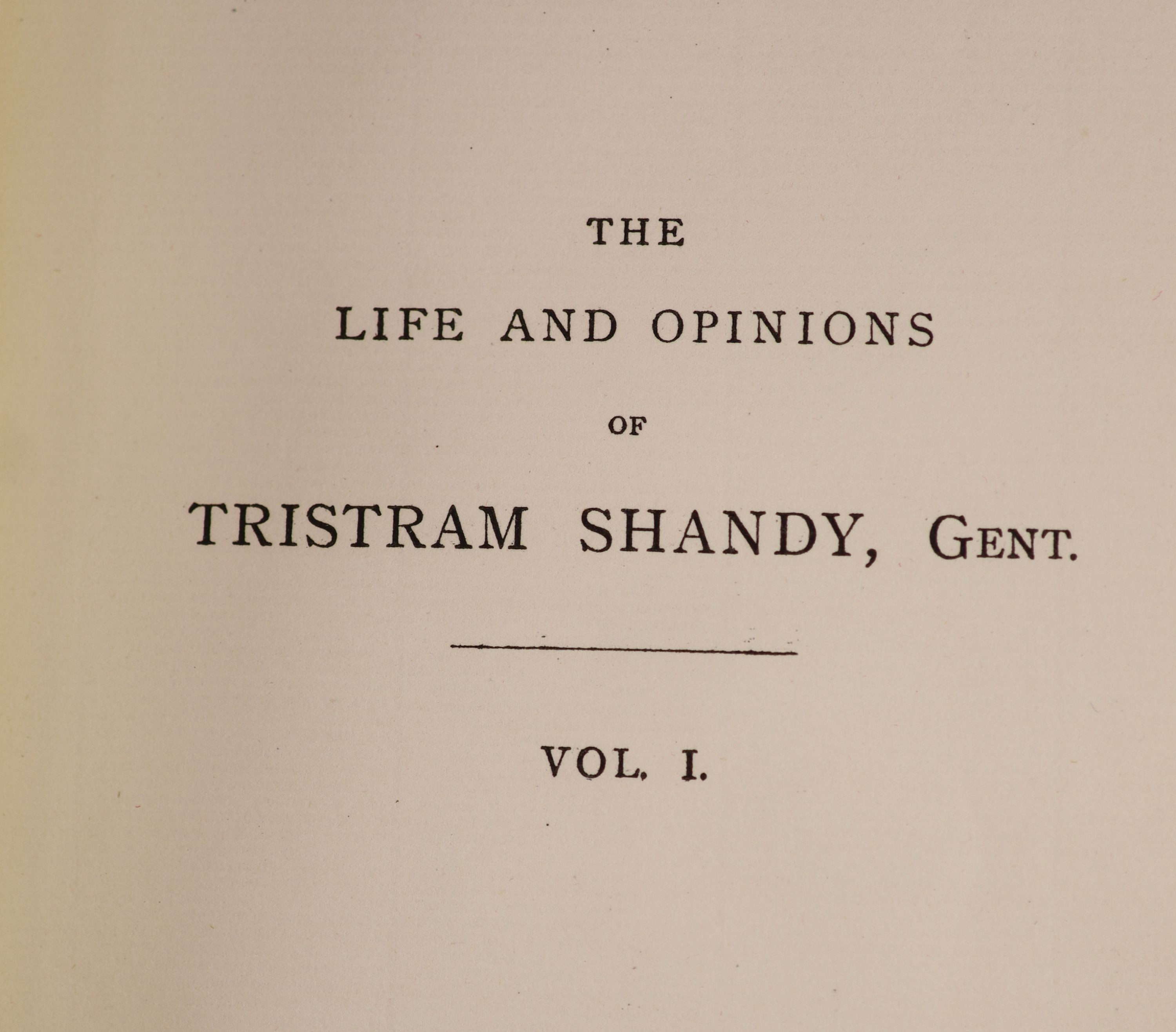 Sterne, Laurence - The Life and Opinions of Tristram Shandy gentleman. Limited Edition, 2 vols. 16 etched plates, half titles; rebound mid 20th century green gilt-ruled morocco with